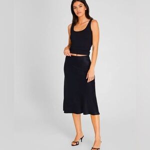 Club Monaco Black Satin Polyester Skirt